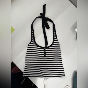 NWT Frankies Bikinis Bambi cotton rib Halter Top, sz S